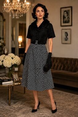 Vintage For the Republic W 8 Skirt Mob Wife Corporate Goth